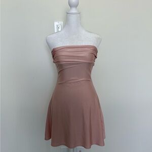 Elegant Strapless Pink Dress
